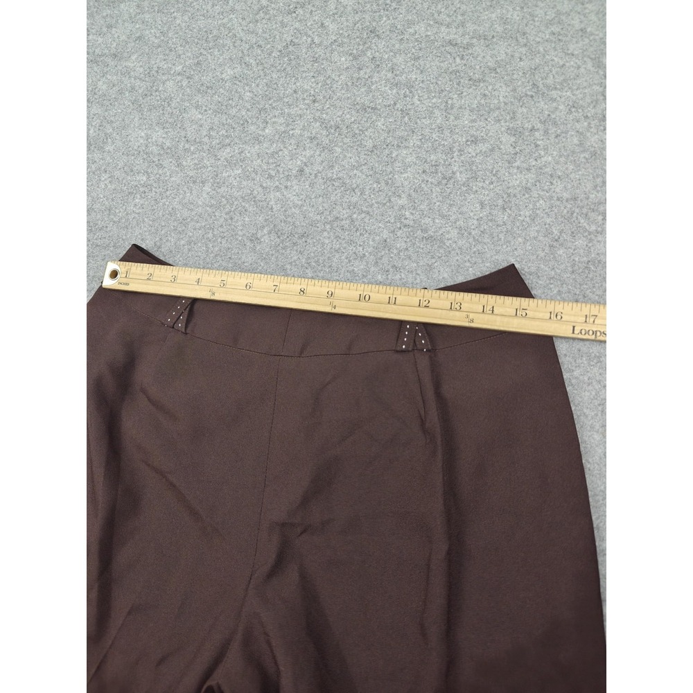 Larry Levine Pants Womens 10 Brown Twill Stretch Dress Studded Ankle Career New - Picture 9 of 10